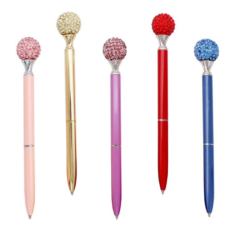Gullor 5PCS Diamond Ball Retractable Ballpoint Pen, Bling Metal Ballpoint Pens, Multicolor A - Image 1